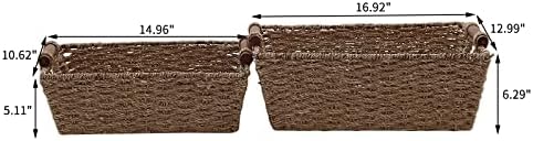 Gyasvwu Seagrass Skladištenje Košare sa drvenim ručka Ručno tkano Velika košarica za pohranu Seagrass