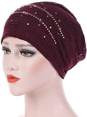 YOLAI žene mrežaste šljokice afrički šešir musliman Slouchy prozračni Turban šešir Comfort rak Hemo headwraps kapa