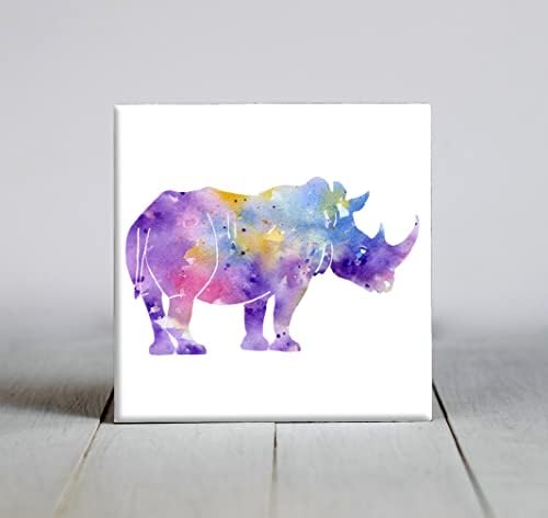 Pastel Rhino Sažetak Akvarel Art Dekorativna Pločica