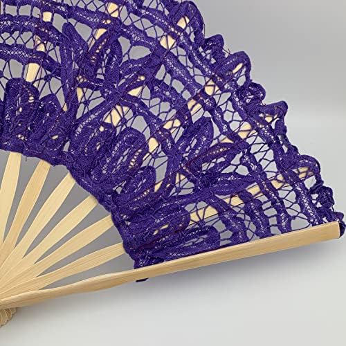 Aeaoa čipka pamuk preklopni ventilator sa ventilatoru sa bambusovim žetvama za zabavu na dekorativnoj zabavi