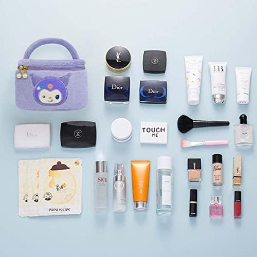 Aferdoti Kawaii Organizator ljubičastih torbi za šminkanje, slatke plišane kozmetičke torbe, modna