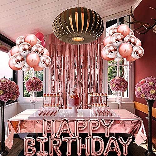 18 rođendanski ukrasi za djevojčice Rose Gold Party Dekoracije ružičaste za žene Para Fiestas, sretan rođendan Baner, ružine zlatne konfete i bijeli balon, balon od folije za rođendanske zalihe 18