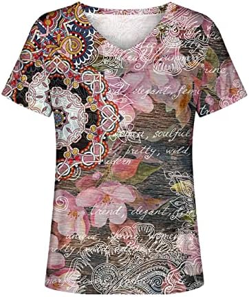 Ljetne bluze za žene 2023 Trendy Floral Pattern Loose V izrez kratki rukav Fit dnevne majice