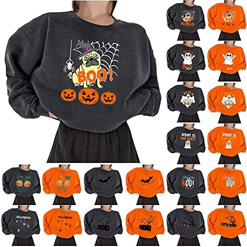 Halloween džemperi za žene, bluza dugih rukava dugim rukavima vrhovi Halloween Letter Top