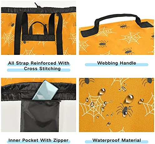 Happy Halloween Spider Web torba za pranje veša Heavy Duty ruksak za pranje veša sa naramenicama ručke putna torba za pranje veša zatvaranje prljave odeće Organizator za kamp koledž spavaonica i stan