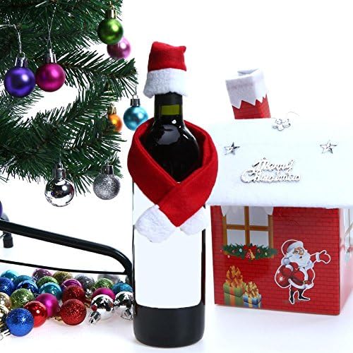 Whinelotous 2pcs Božić bez tkanine šal šal crvene set boce vina božićne ukrase