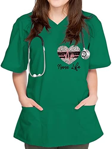 Medicinska sestra | Plus size scrub_top za ženske majice kratkih rukava Radna uniforma Radna uniforma