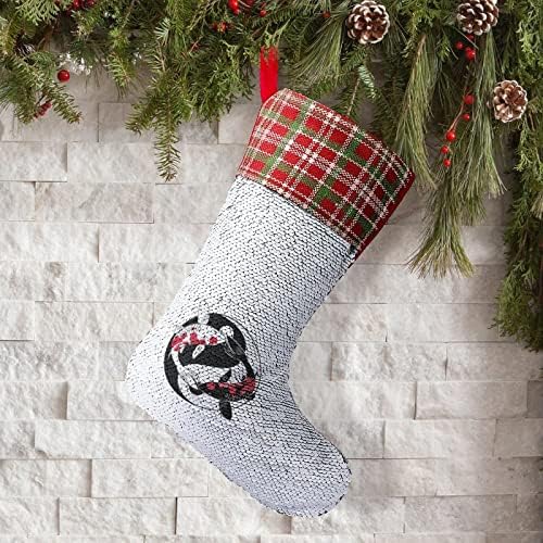 Koifish Yinyang Sequin Božićne čarape Sjajni zid viseći ukras ukrasa za Xmas Tree Holiday Party
