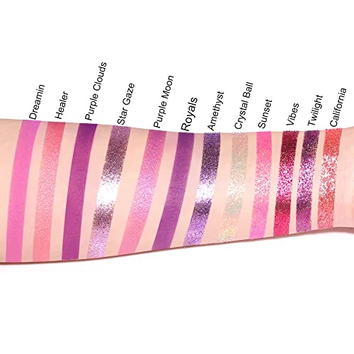Uock ljubičasta mat svjetlucava paleta sjenila, 12 boja svjetlucavo sjenilo dugotrajno visoko pigmentno ružičasto