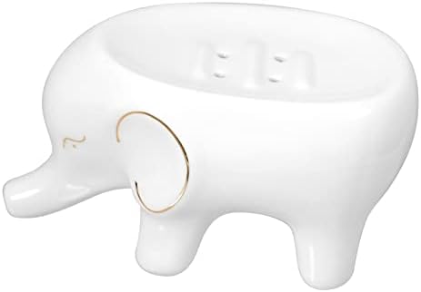 Homoyoyo 3pcs Mali slon sapun sa sapunom Keramički poslužitelj nosača nordijski dekor Keramički dekor kupaonica ladica kupatilo dekor sapuna raspršivač bijele keramike Lucky Lay