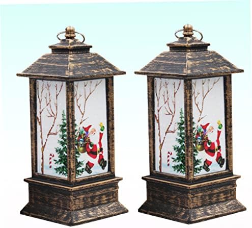 BESPORTBLE 2pcs Božić dekor dekorativna lampa Božić Snow Globe Lantern kamin lampa ukrasi svijećnjak lampa ukrasite sjaj noć svjetlo snijeg fenjer LED Božić fenjer