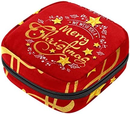 Torba za sanitarnu ubrusu, torba za period, tamponska torba, torba za šminku, božićni crveni obrazac