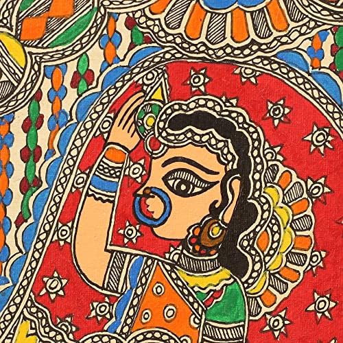 NOVICA višebojna narodna umjetnost Madhubani slika iz Indije 'nevjesta u Palanci'