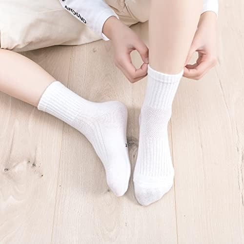 VWU Boy Girl Crew Socks haljine čarape Djeca Čvrsta crna bijela siva pamuk 6 pakovanje 3-14 godina