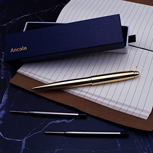 Ancolo Gold olovke sa crnom tintom | Luksuzni kuglični zlatni olovka sa poklon kutijom 2 crne punjenja s