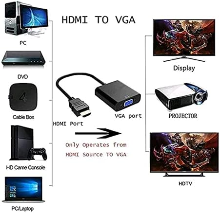 Sucastle HDMI do VGA, pozlaćeni HDMI do VGA adaptera za računar, desktop, laptop, projektor, HDTV, Roku, Xbox i More, Audio i Micro USB kabl za punjenje