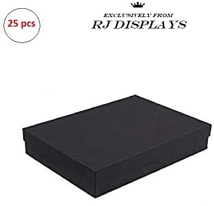 RJ prikazuje 25 pakovanja crne mat pamuk ispunjene ogrlice za nakit, narukvica, glet -Size 5,25 x 3,75