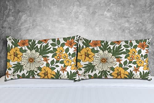 Jastučni set od 2 tropskog cvjetnog cvijeća ostavlja žuti zeleni jastuk jastuk sham za dugi jastuk kralja veličine 20x36 inča