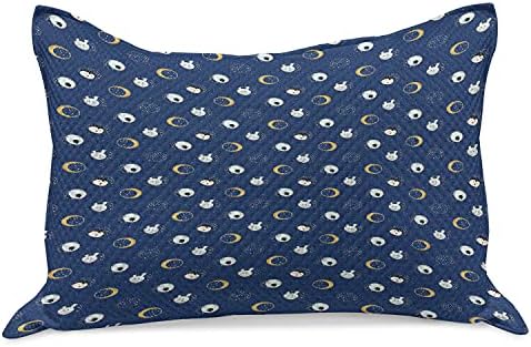Ambesonne Cartoon Pleted quilt jastuk, zeko Polarni medvjed Penguin Unutar cijelog polumjeseca Nova godina Temat, standardni poklopac jastuka za kraljeve veličine za spavaću sobu, 36 x 20, noćna plava i blijeda kafa
