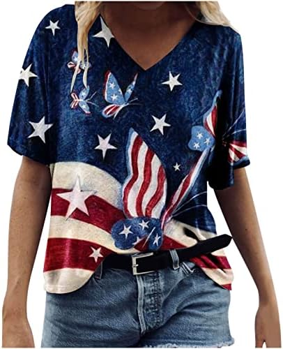 HGCCGDU 4. jul Bluza za žene Dressy Ležerne prilike Tunic vrhovi američke zastave Print Tes Neovisnosti Dnevne majice