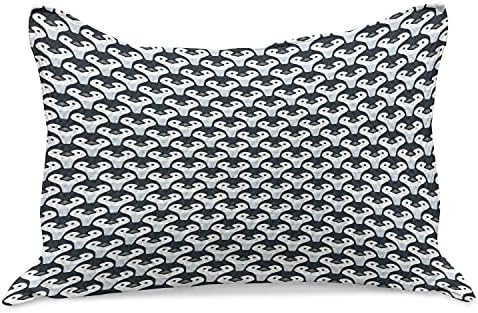 Ambesonne pingvin pleteni jastuk sa kvenstvom, životinjski ispisan kontinuirani uzorak sa