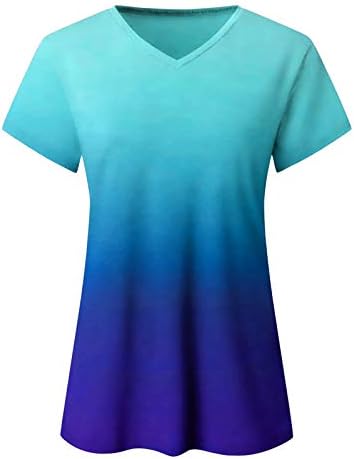 Ženska tunika T-Shirt modni gradijent Tie-Dye Tees majice V-izrez kratki rukavi labavi Casual pulover bluza