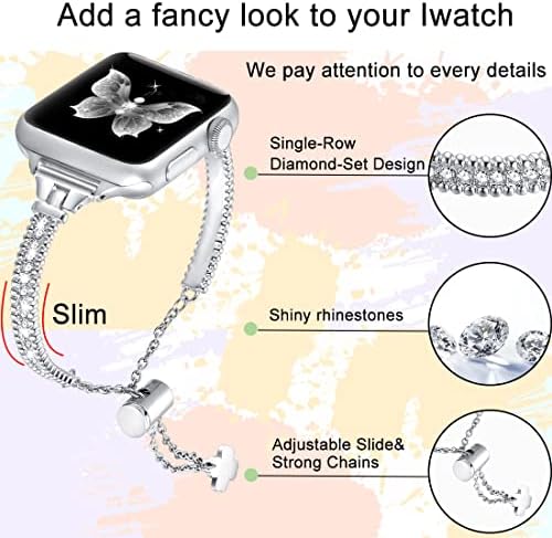 FastGo kompatibilan s Apple Watch Band narukvicama za žene, za iWatch 38mm 40mm 41mm, Bling