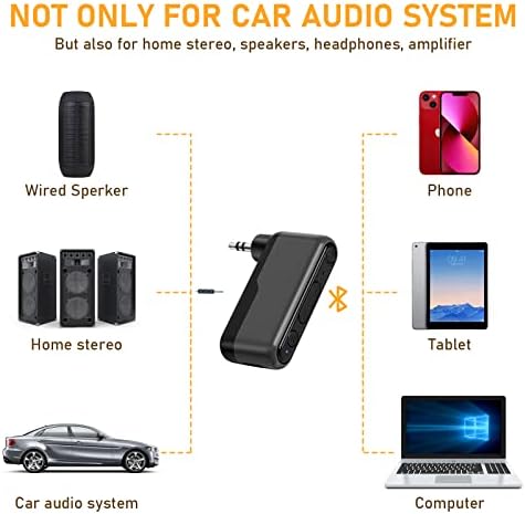 AUX Bluetooth adapter za automobil - 3,5 mm Bluetooth 5.3 Audio prijemnik sa istinskim bežičnim stereo,