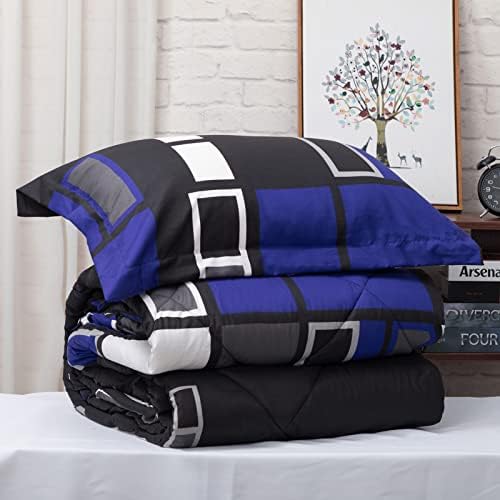 Artall 6 komada krevet u torbi plava siva crna plobrana oslabljeni komfor set lagan mikrofiber Twin posteljina 1 Komfornik, 1 jastuk, 1 ravni lim, 1 posteljina, 1 jastučnice, 1 jastučnice