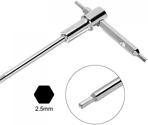 Uxcell 2,5 mm Klizna T-ručka HEX ključa ključa za brzo predenje, CR-V čelik
