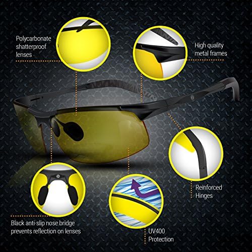 BLUPOND naočare za noćni vid za vožnju za muškarce i žene-naočare protiv odsjaja žute boje za noć-viteški
