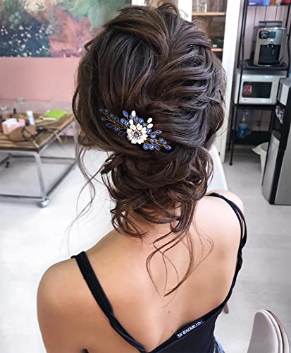 Campsis Crystal Bridal Hair češalj Zlatni cvijet vjenčanje Hair Accessories for Brides Handmade Pearl vjenčanje Hair Piece Headpiece for bridesmaid