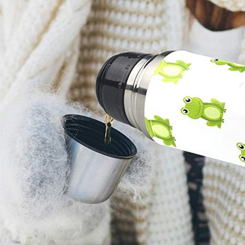Vakuum izolirana od nehrđajućeg čelika, slatke crtane zelene žabe Ispis Thermos Vodena boca za vruće i hladne