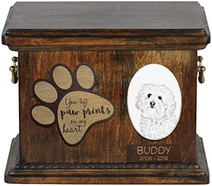Art Dog Ltd. Bolognese, urna za pseći pepeo sa keramičkom pločom i opisom