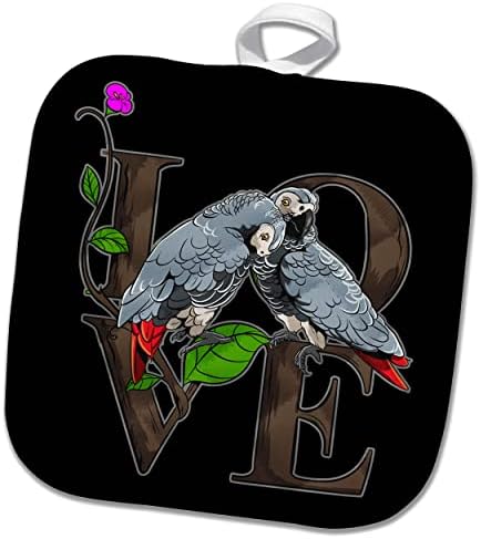3drose afrički sivi parrot sa biljkama i ljubavnim citatima za ljubitelje ptica - Pothilders