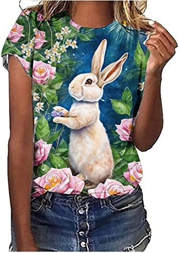 XipCokm ženska majica za uskrsnu majicu, dame majica za kratku rukav, modna zeko jaja pulover bluze