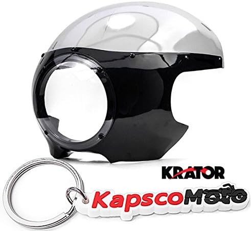 Krator motocikl 5-3 / 4 farovi oklop ekran crna & amp ;jasno Retro Cafe Racer Drag + KapscoMoto