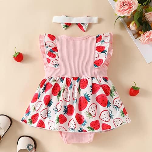 Baby Girl Romper haljina ruffle čipkava točka bez rukava s rukavima smash cvjetna haljina za glavu u novorođenčadi