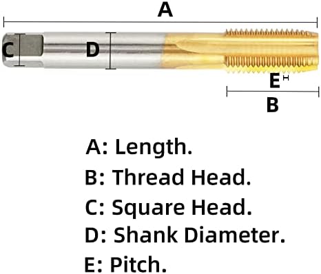 Aceteel Metric M40 x 1,5 HSS TI-obloženi navoj ravne flaute Dodirnite, M40 x 1,5 mm Titanijum