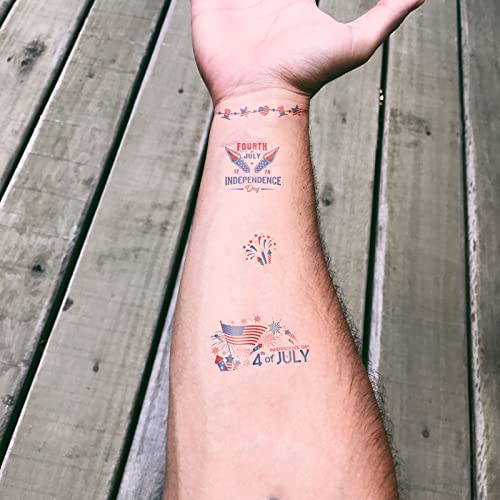 Aresvns četvrti Juli potrepštine privremene tetovaže 58 stilova 4. Jula dekoracije tetovaže SAD zastavu