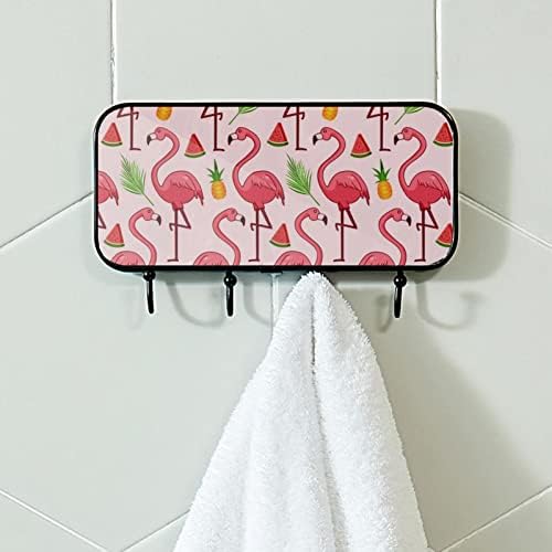 Pink flamingos ananas uzorak printom nosač nosač zida, ulazni nosač kaputa sa 4 kuka za kapute kaputi za ručnik torbica haljina kupaonica ulazi u kupaonicu