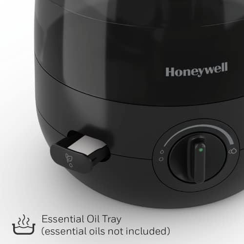 Honeywell HUL525BC Mini Mist™ ultrazvučni ovlaživač hladne magle, crni, sa ladicom za esencijalno ulje, varijabilna kontrola izlaza, automatsko zatvaranje, Ultra tihi rad, izlaz za usmjerenu maglu, Cool vidljiva magla
