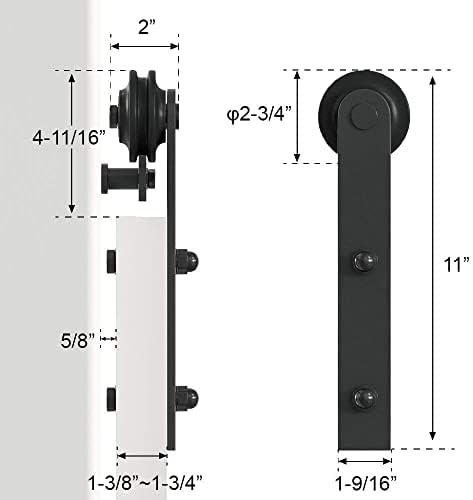 Winsoon 8ft crna ravno dizajn Jednoznatna hardverska kompleta za kolu sa kliznim ručicama vrata