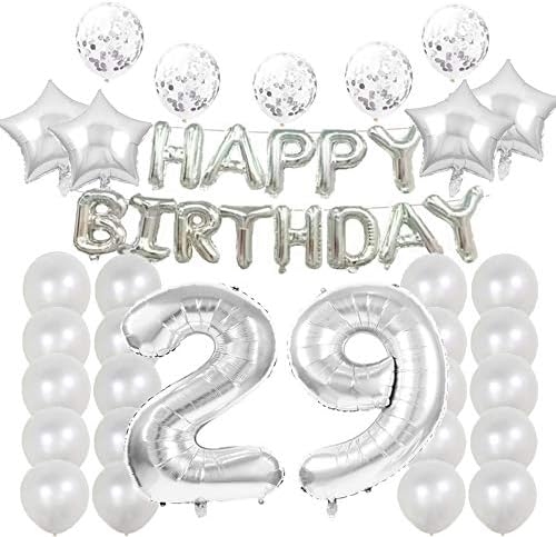 29. rođendanski ukrasi za zabavu, 29. rođendan baloni srebro, broj 29 Mylar Balloon, balon