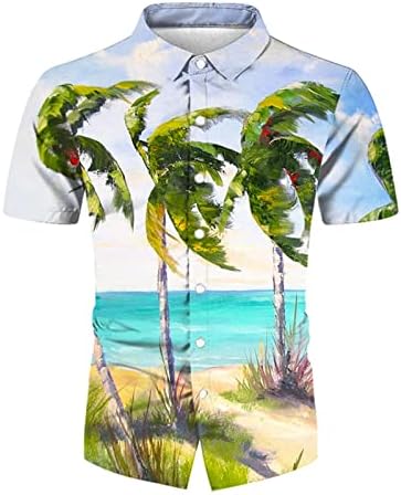 Beuu 2022 Nove muške havajske majice, ljetni kratki rukav dolje dolje Tropsko cvjetno print Opušteno