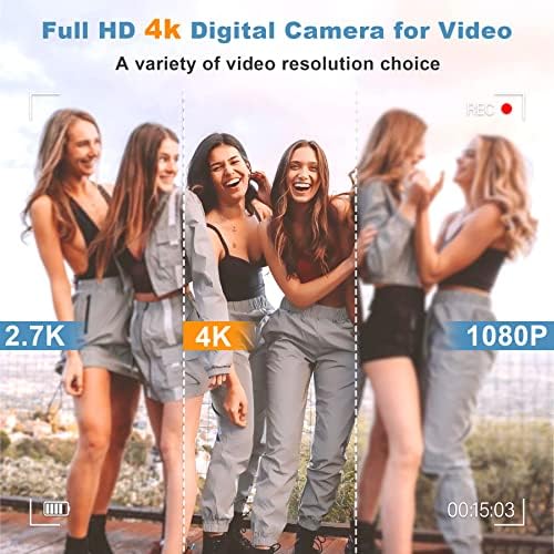 Saneen digitalna kamera, 4K kamere za fotografiju, 56mp vlogging kamera za YouTube sa 32GB SD karticom, 16x