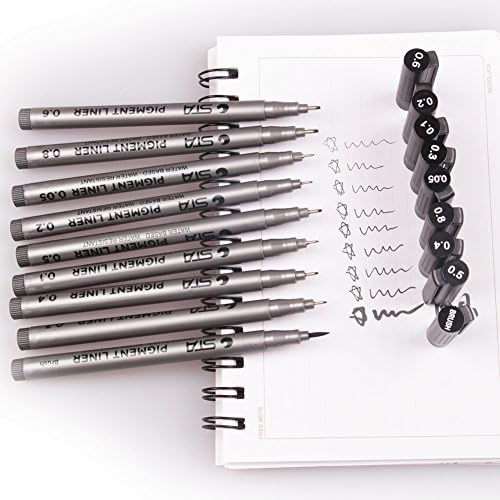 BUXUN BLACK MICRO-LINE za izradu - ultra fin tačaka tehnički set olovke za crtanje, protiv krvarenja za ilustraciju, ured, skicu, scrapbooking, potpis, 9 veličina
