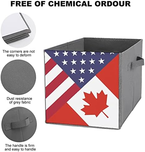 Amerika Kanada zastava PU kožnih skladišta za skladištenje Canvas Cube Organizator košara s ručkama