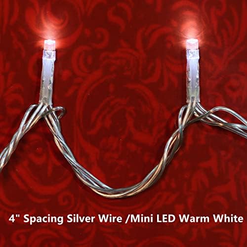 Jinbest 300 LED toplo bijela božićna lampica na otvorenom, 100 ft srebrne žice vodootporne ukrase svjetla, za unutarnju i vanjsku zabavu, vrt, baniste, stubove