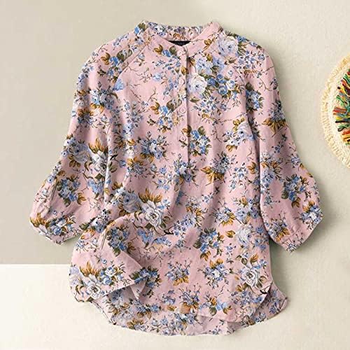 Ljetni vintage vrhovi za žene 3/4 bahu za rukave u bahu s cvjetnim šljokicama Chiffona Slatka bluza